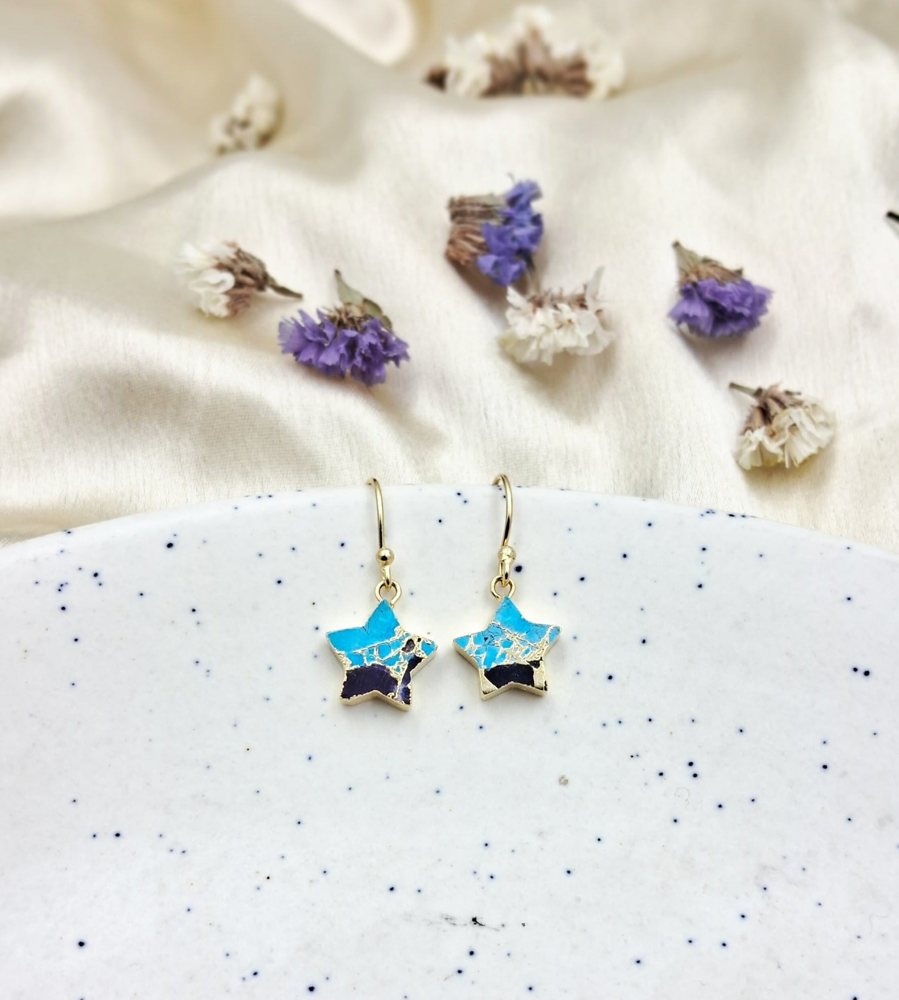 Mohave Star Semi Precious Dangler Earrings - QUEENS JEWELS