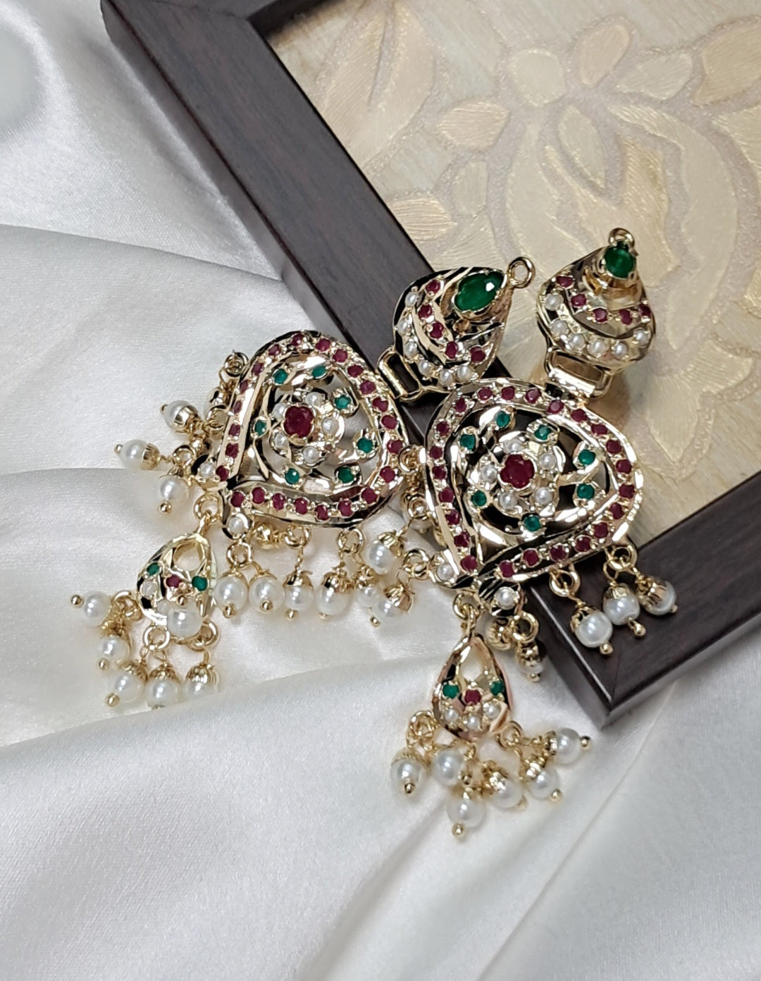 Aahana Jadau Chaandbali Earrings - Multicolor - QUEENS JEWELS