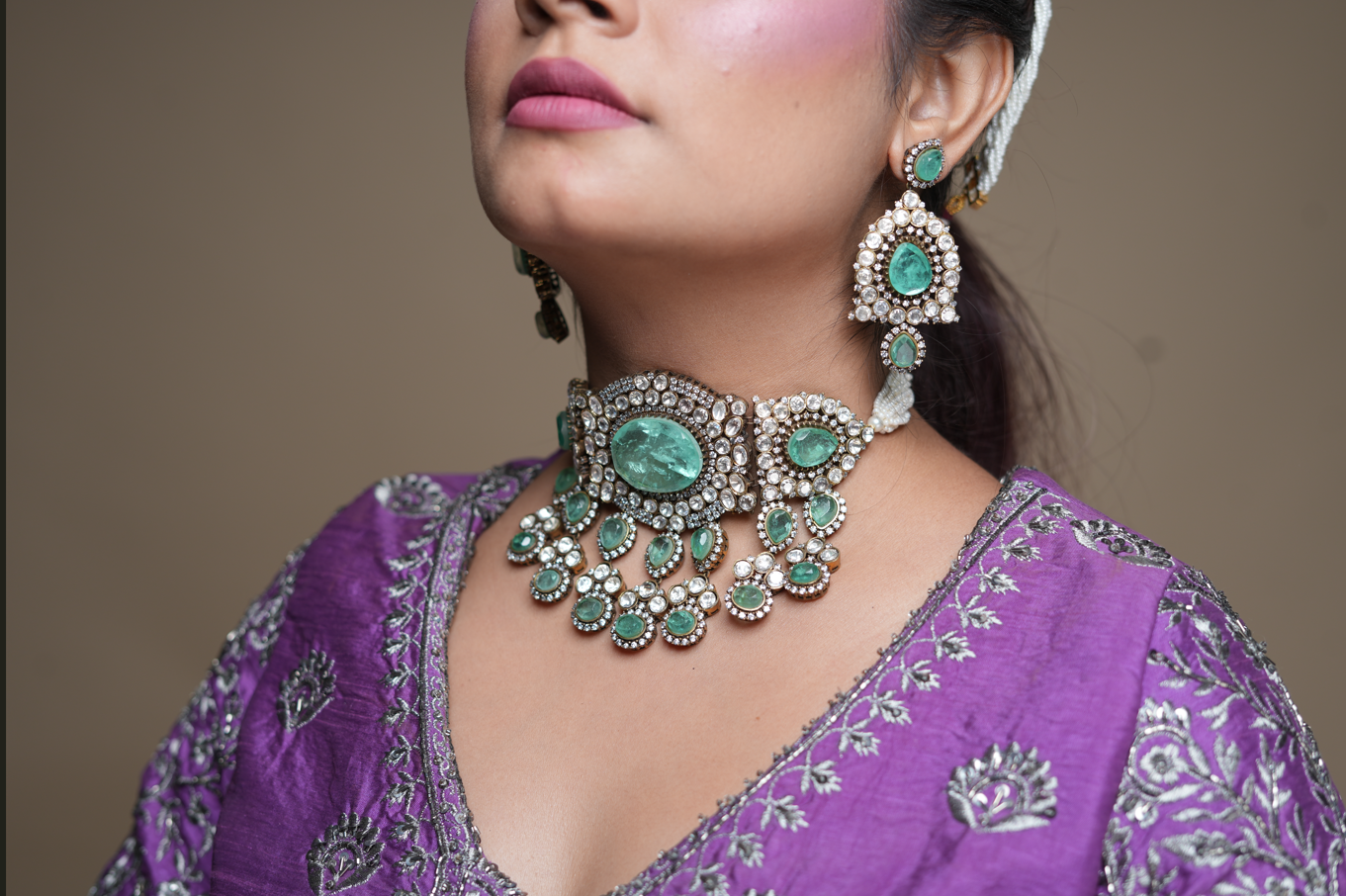 Elegant Victorian Choker Set - with Earrings - QUEENS JEWELS