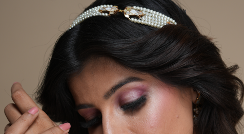 Shell Pearl White Sheeshpatti - Headgear - QUEENS JEWELS