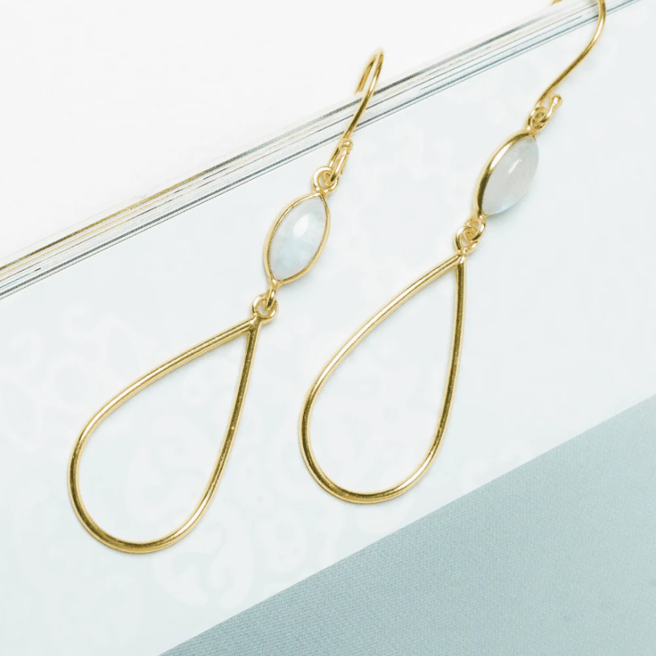 Moonstone Drop Earrings - QUEENS JEWELS
