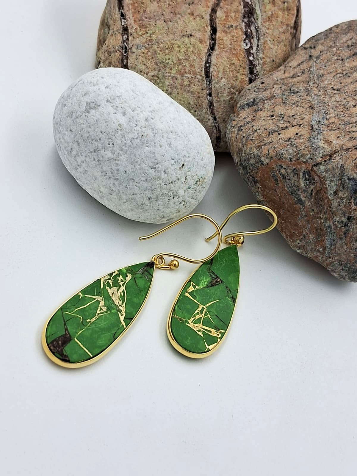 Mohave Rain Drop Semi Precious Dangler Earrings - QUEENS JEWELS
