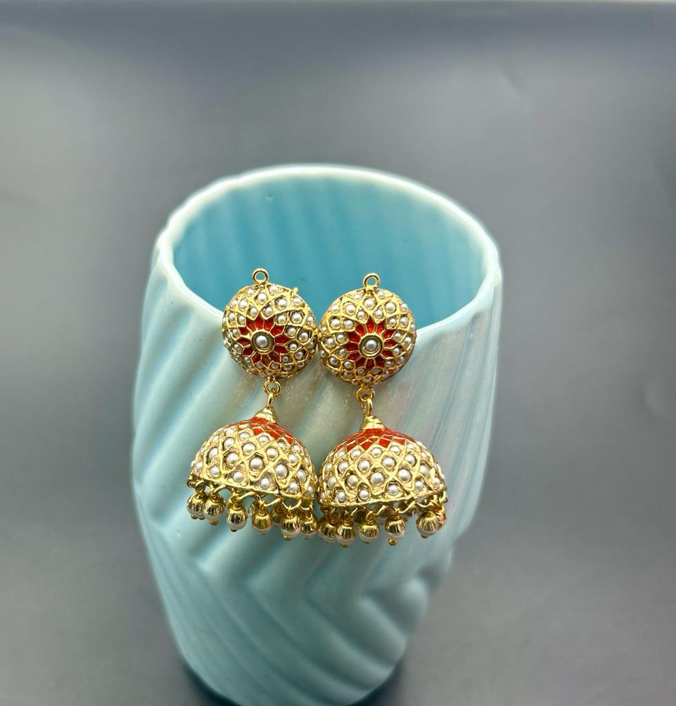 Jaya Sona Moti Jhumka White - QUEENS JEWELS