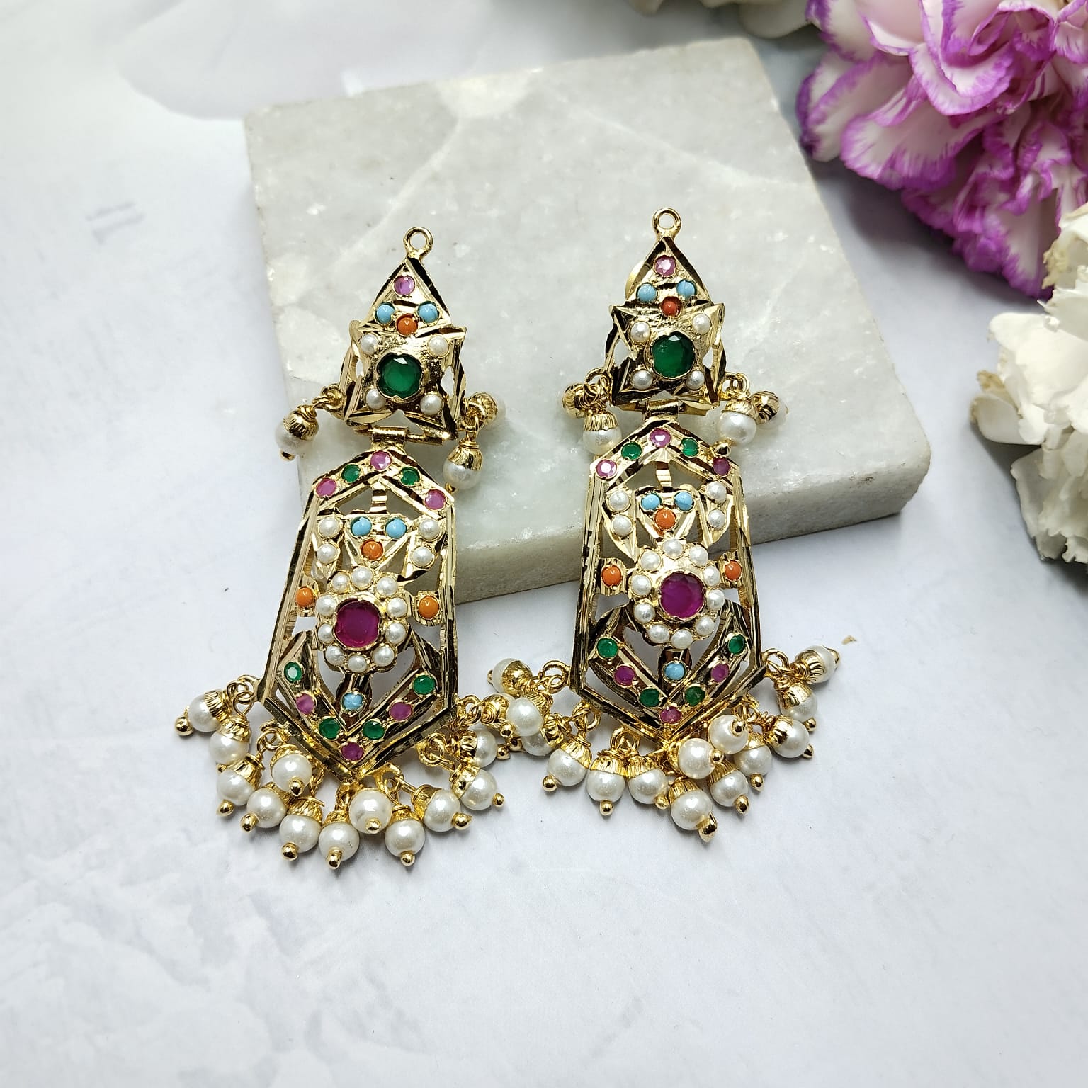 Prerna Jadau Earrings - QUEENS JEWELS