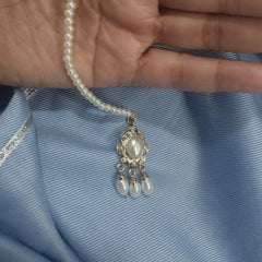 Emerald Stone with Pearl Drops Maangtikka - QUEENS JEWELS