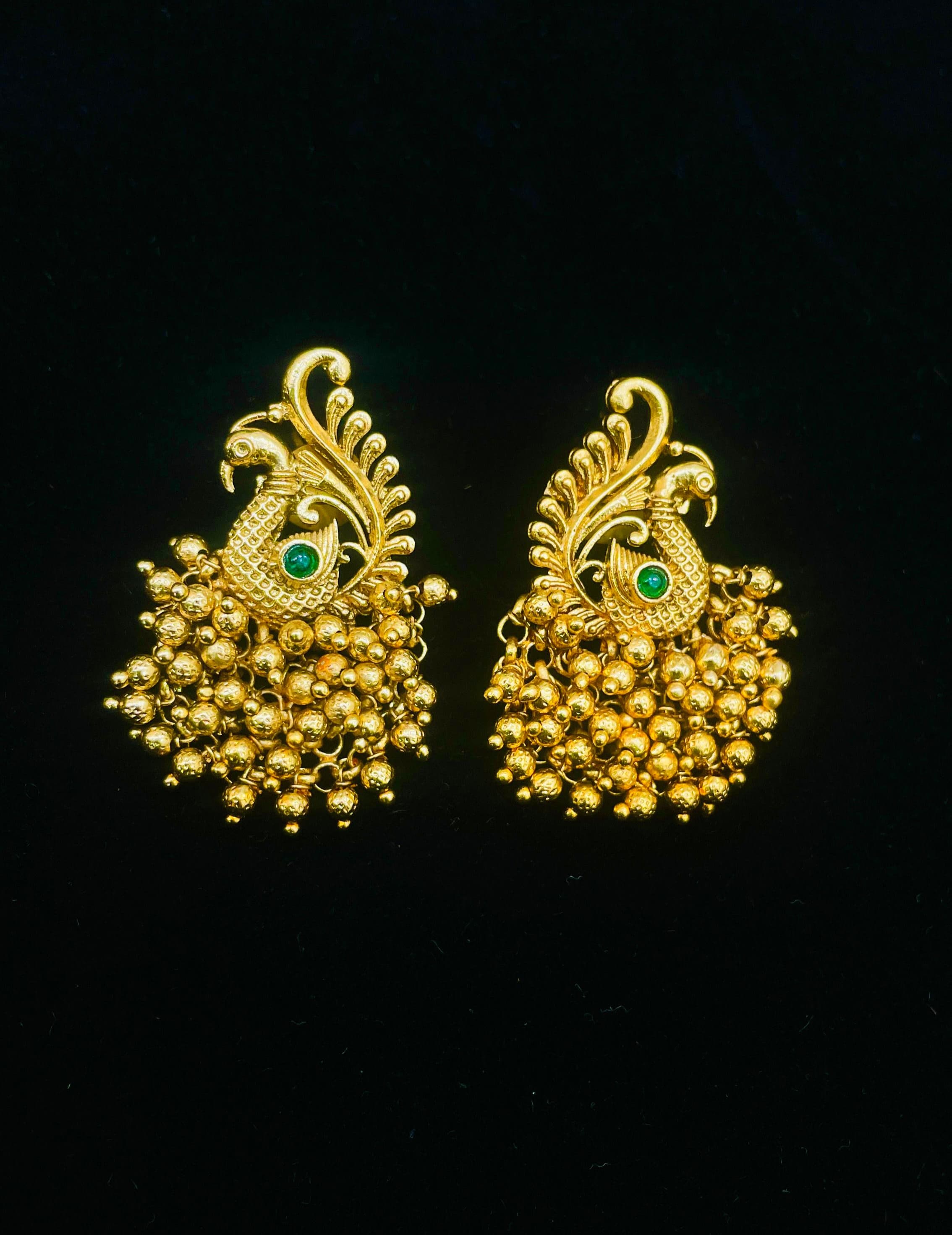 Adia Golden Temple Necklace Set With Earrings - QUEENS JEWELS