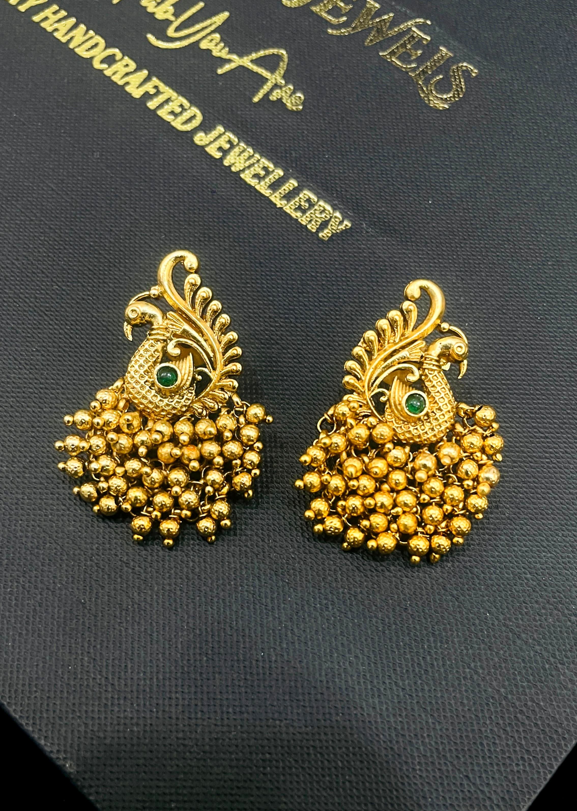 Adia Golden Temple Necklace Set With Earrings - QUEENS JEWELS
