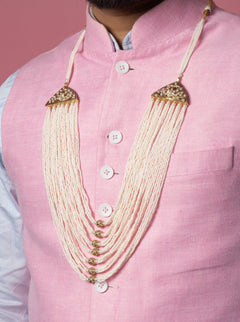 Multi layer Sherwani Mala - White Pearls - QUEENS JEWELS