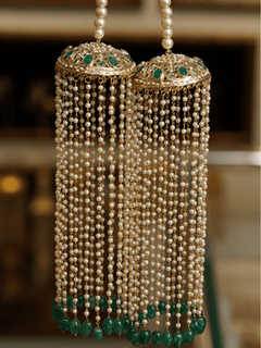Emerald Green Jadau Bridal Kaleeras - QUEENS JEWELS