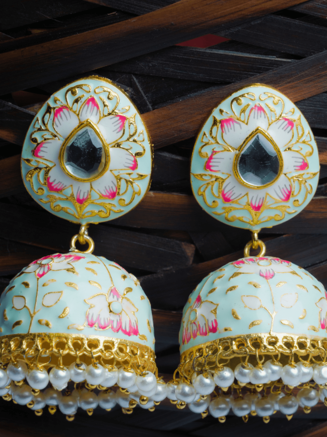 Meenakari Jhumkas - QUEENS JEWELS