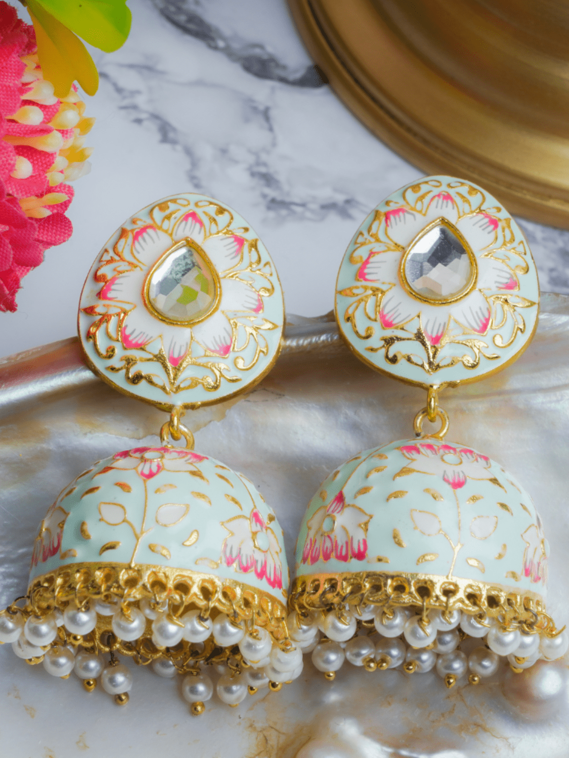 Meenakari Jhumkas - QUEENS JEWELS