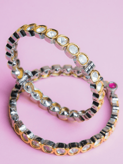 Classic Polki Openable Bangle Pair - QUEENS JEWELS