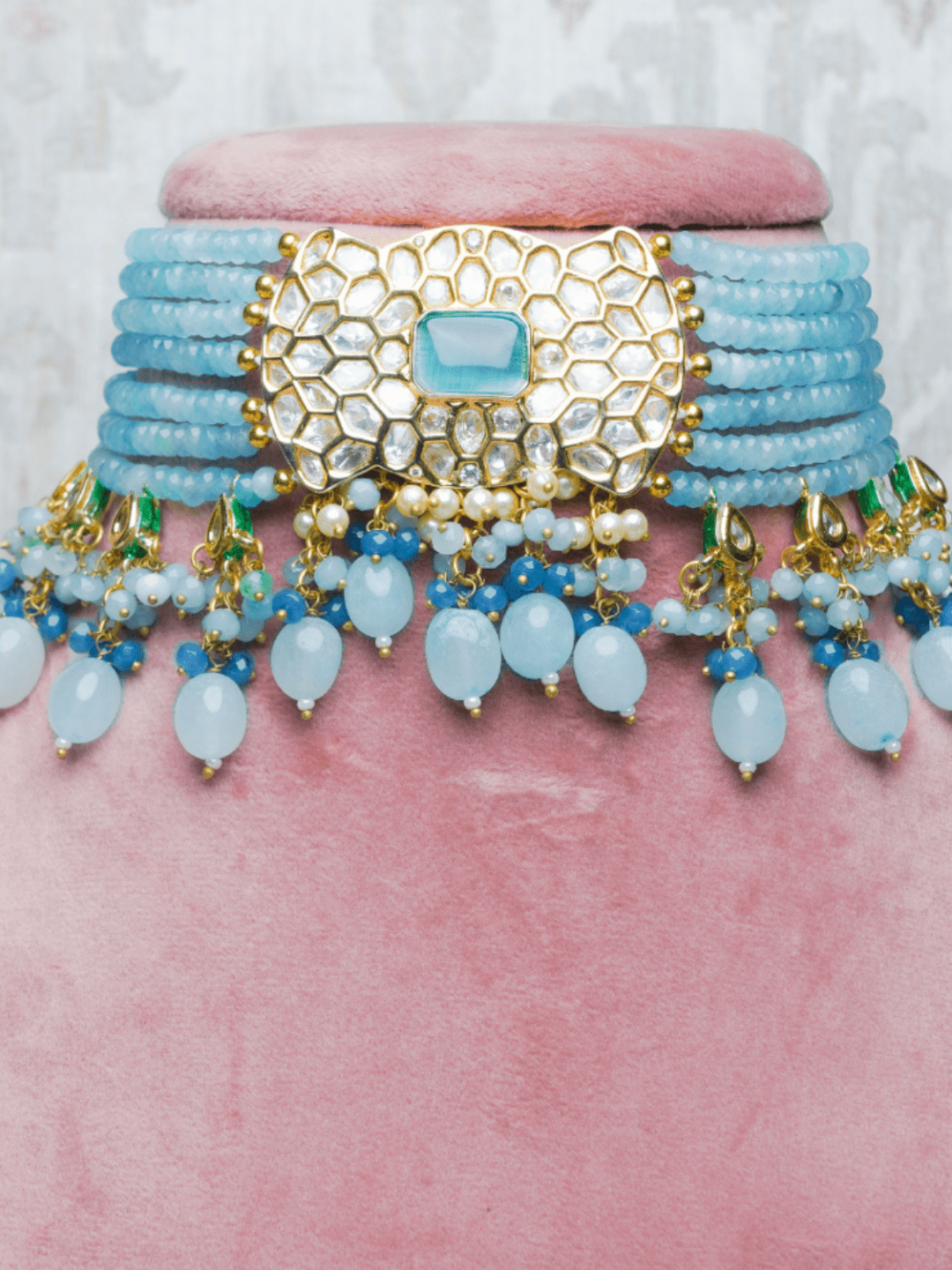 Falak Kundan Bridesmaid's Choker with Earrings (Necklace and Earrings Set) - QUEENS JEWELS