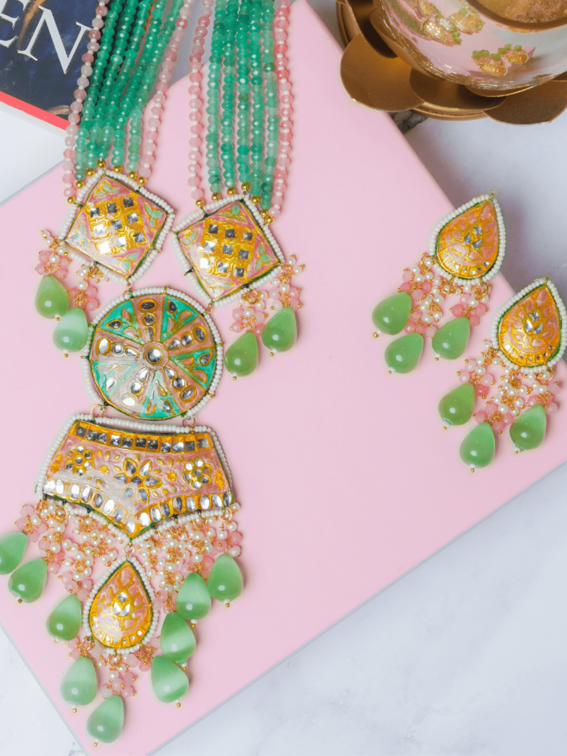 Royal Kundan Haar With Earrings - QUEENS JEWELS