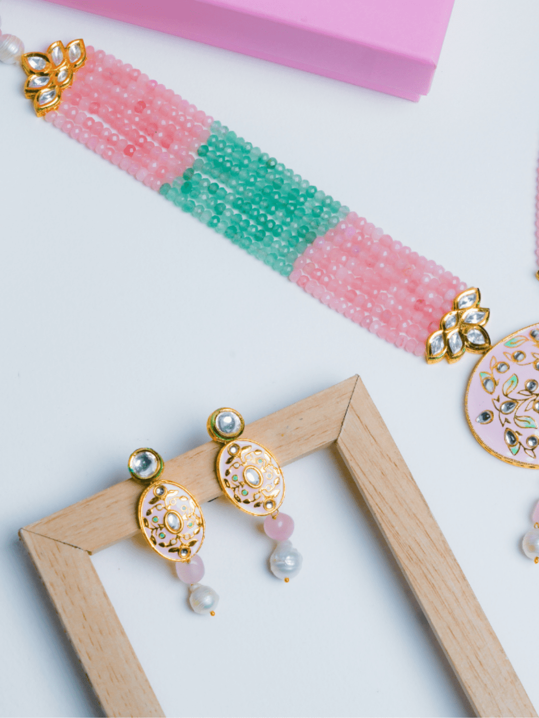 Meenakari Kundan Set With Earrings - QUEENS JEWELS