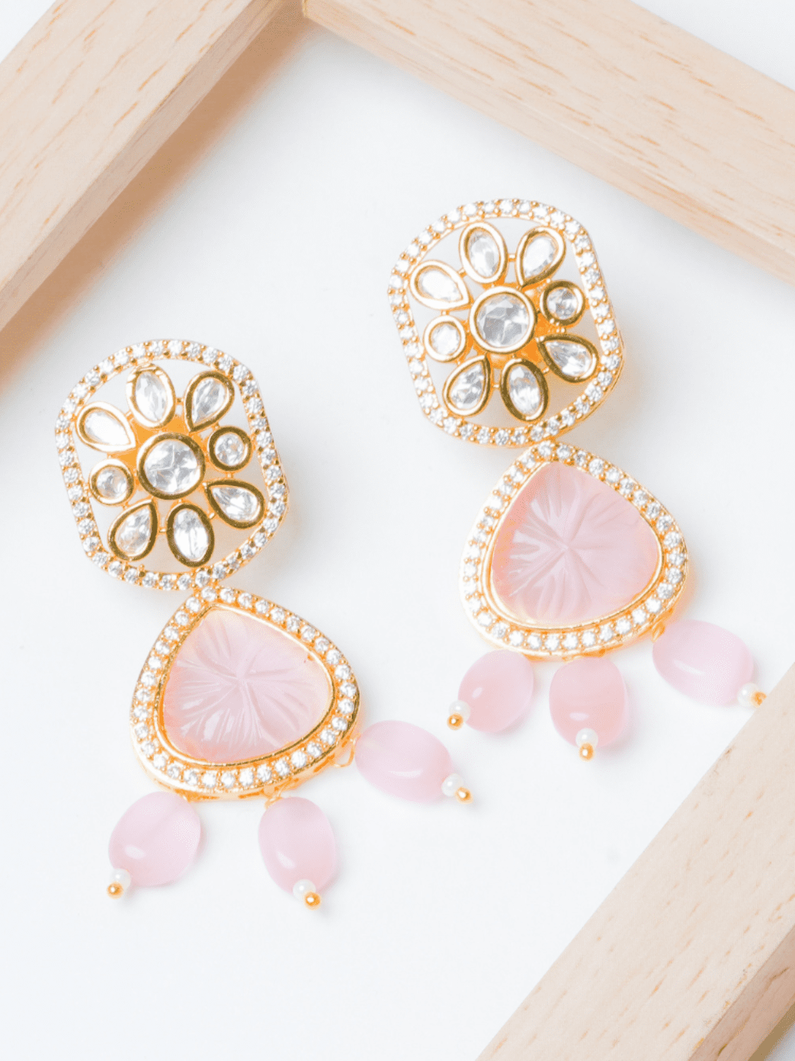 Pink Kundan Necklace Set - QUEENS JEWELS