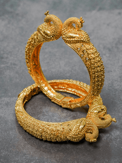 Peacock Motif Temple Kada Pair - QUEENS JEWELS