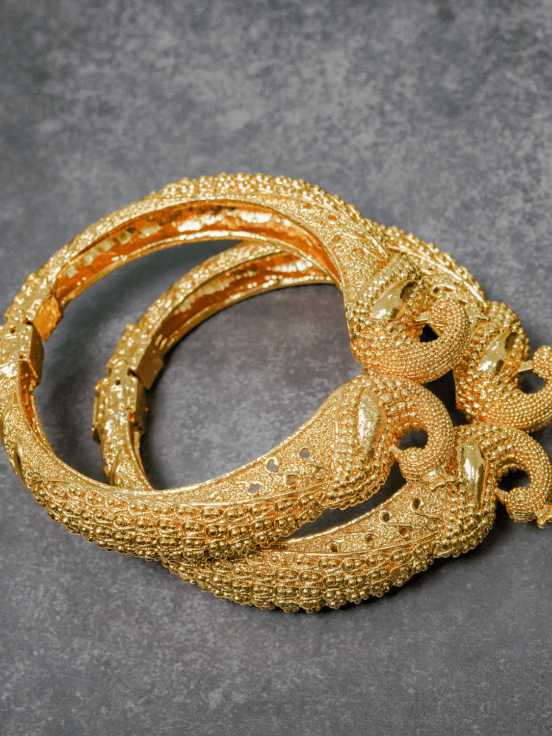 Peacock Motif Temple Kada Pair - QUEENS JEWELS