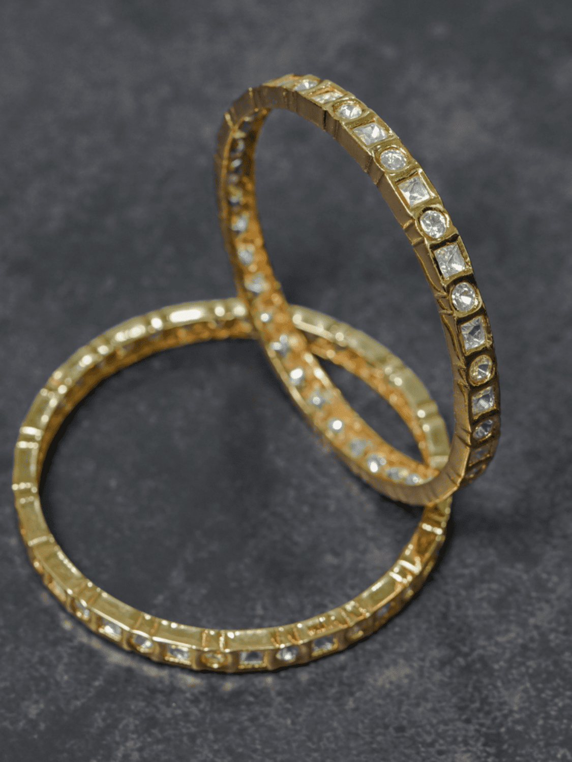 Sleek Kundan Bangle Pair - QUEENS JEWELS