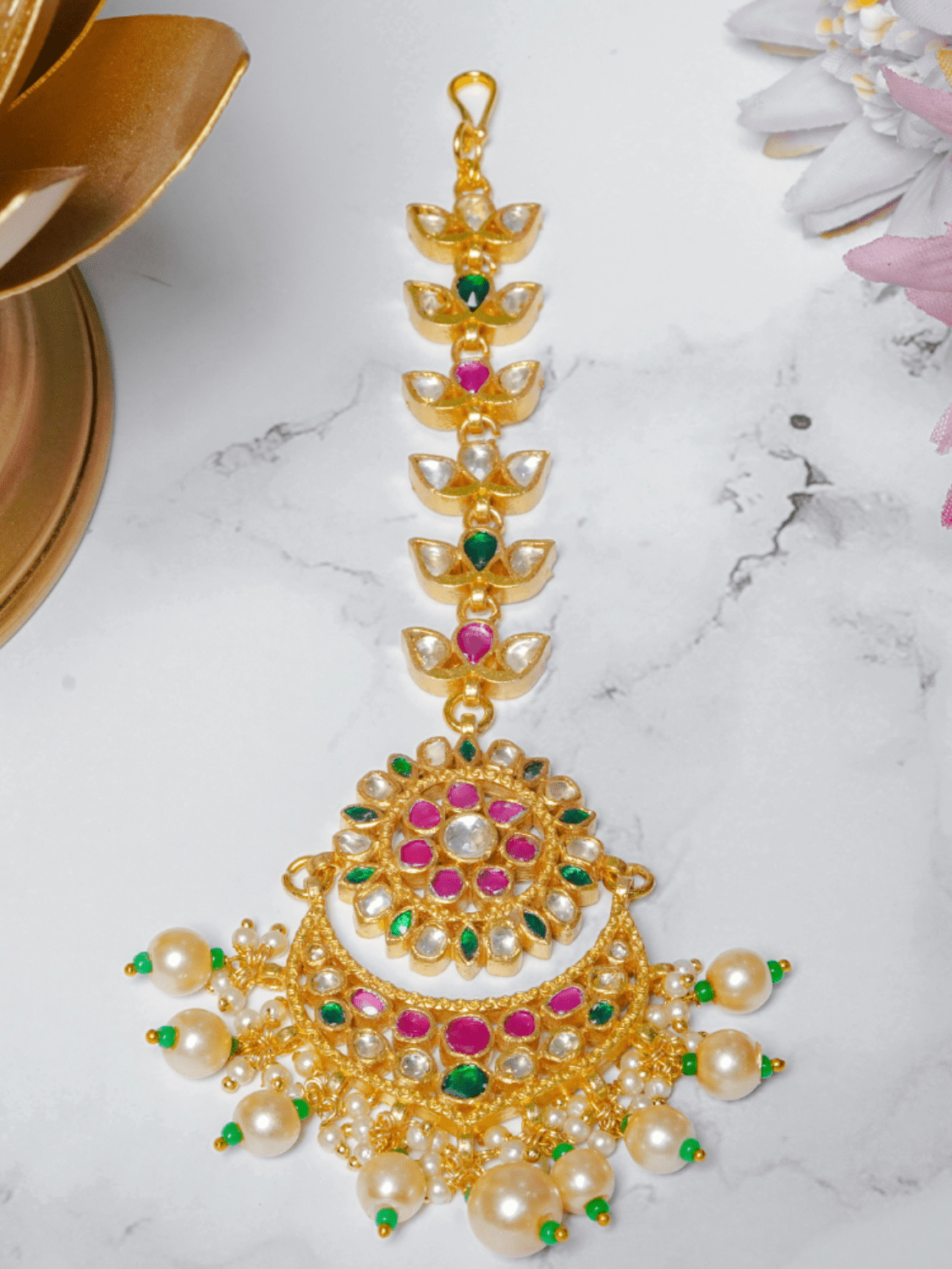 Lipi Kundan and Pearl Maangtikka - QUEENS JEWELS