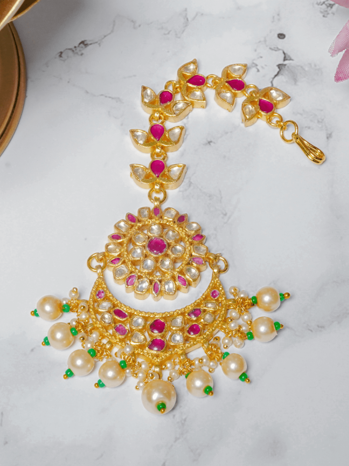Lipi Kundan and Pearl Maangtikka - QUEENS JEWELS