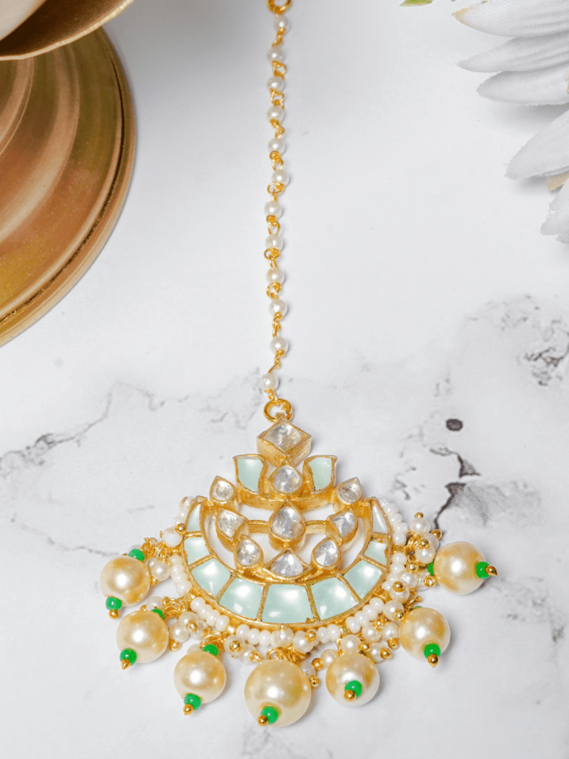 Pachi Kundan Maangtikka - QUEENS JEWELS