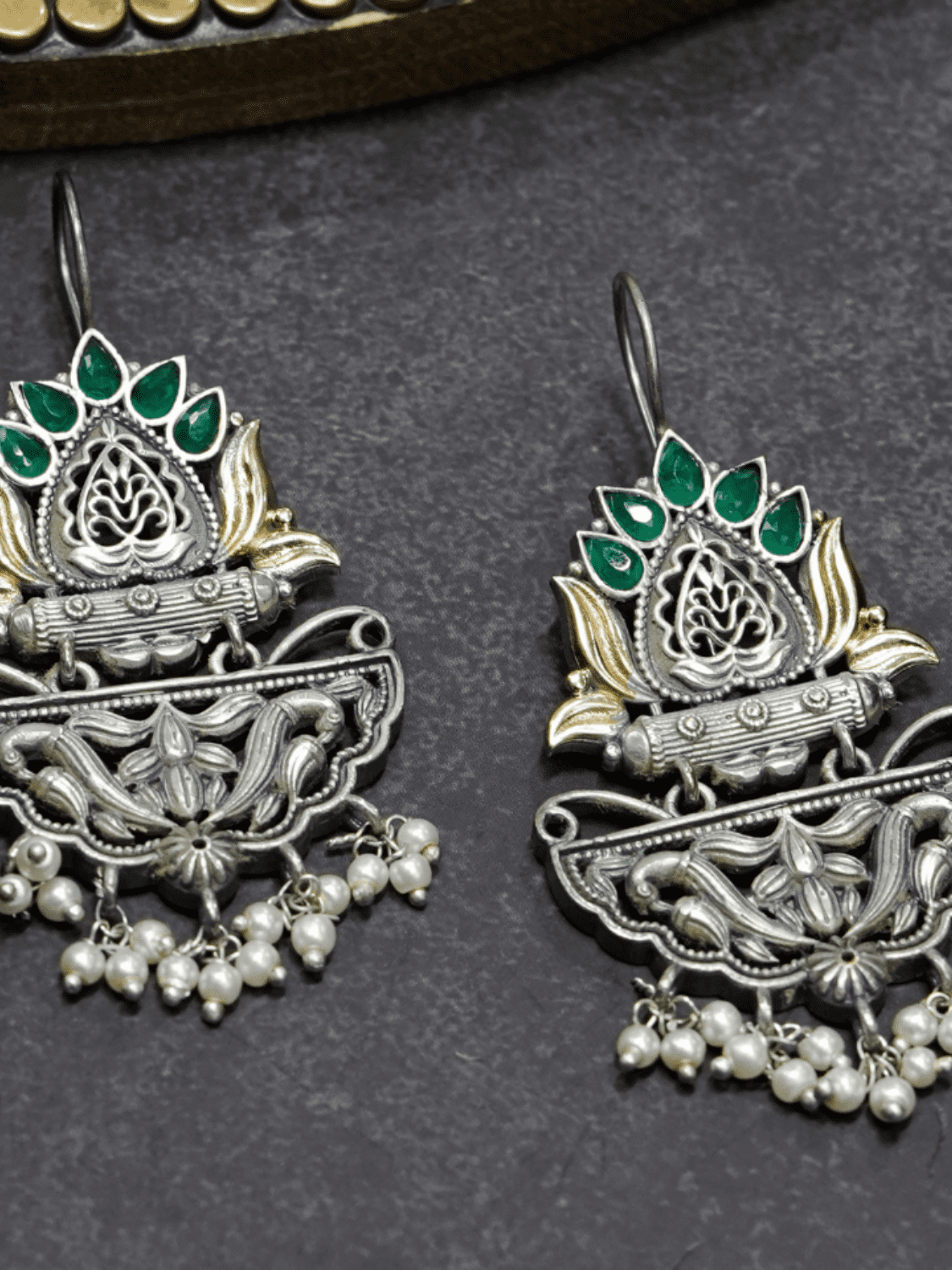 Meera Oxidised Earrings - QUEENS JEWELS