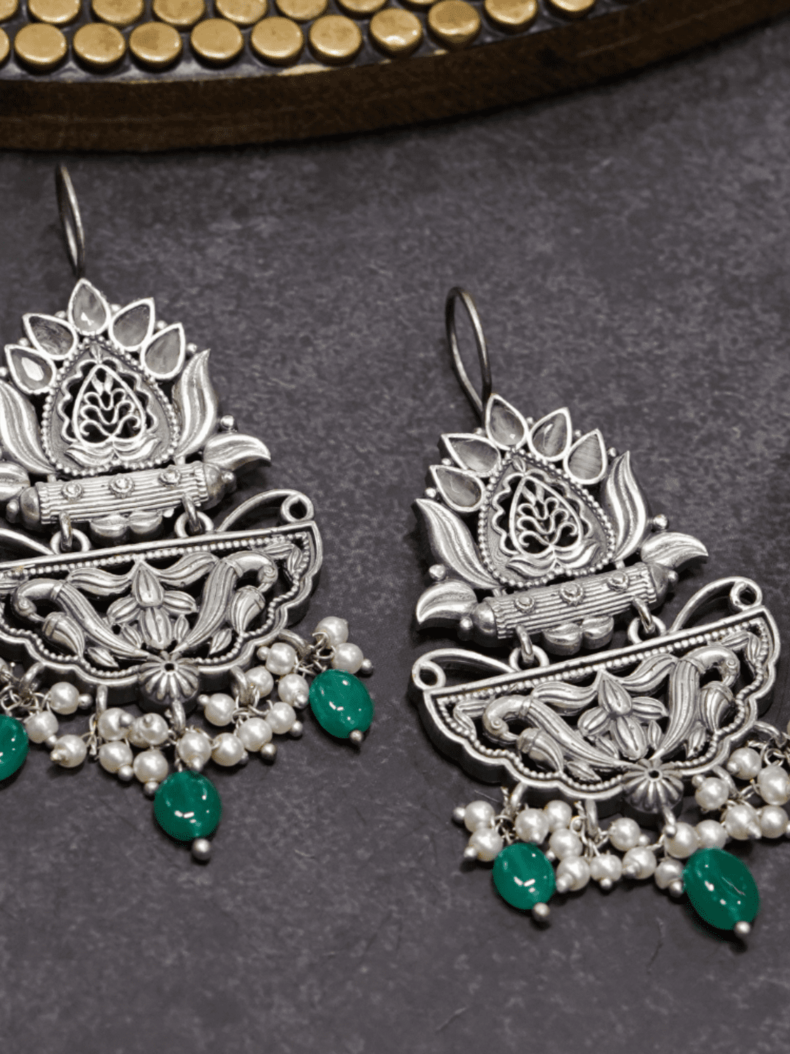 Meera Oxidised Earrings - QUEENS JEWELS