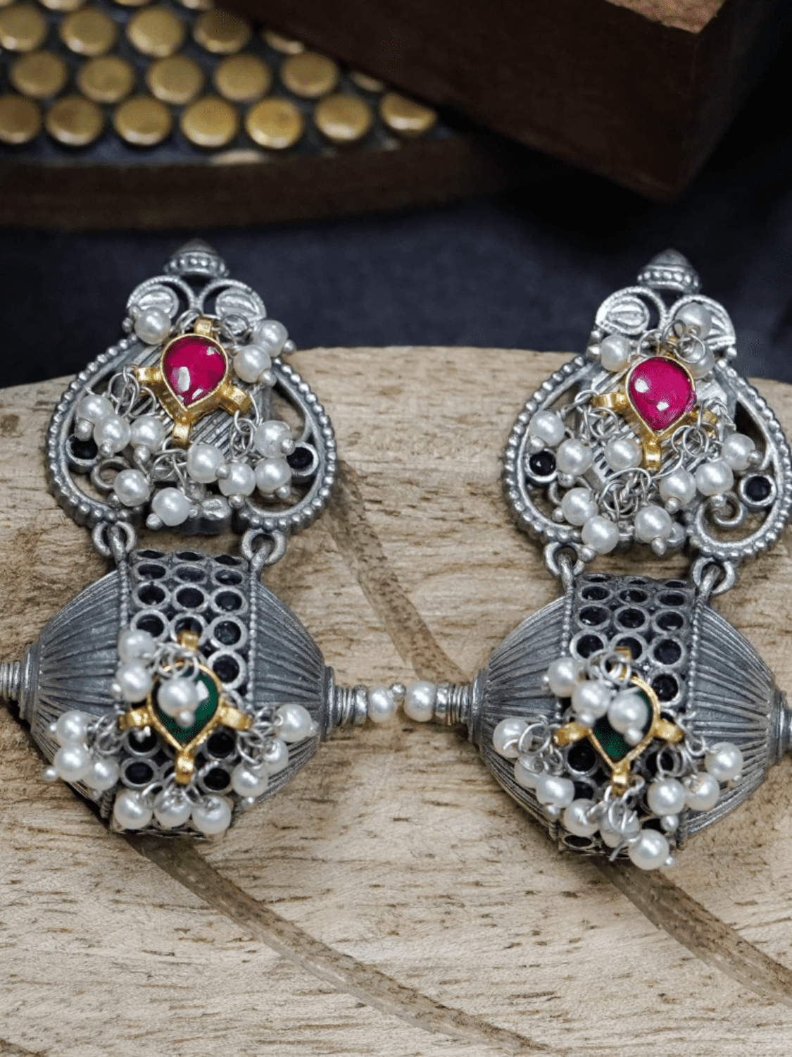 Multicolour Statement Oxidised Earrings - QUEENS JEWELS