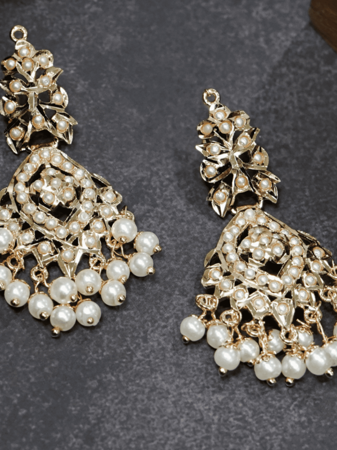 Anya Jadau Earrings - white - QUEENS JEWELS