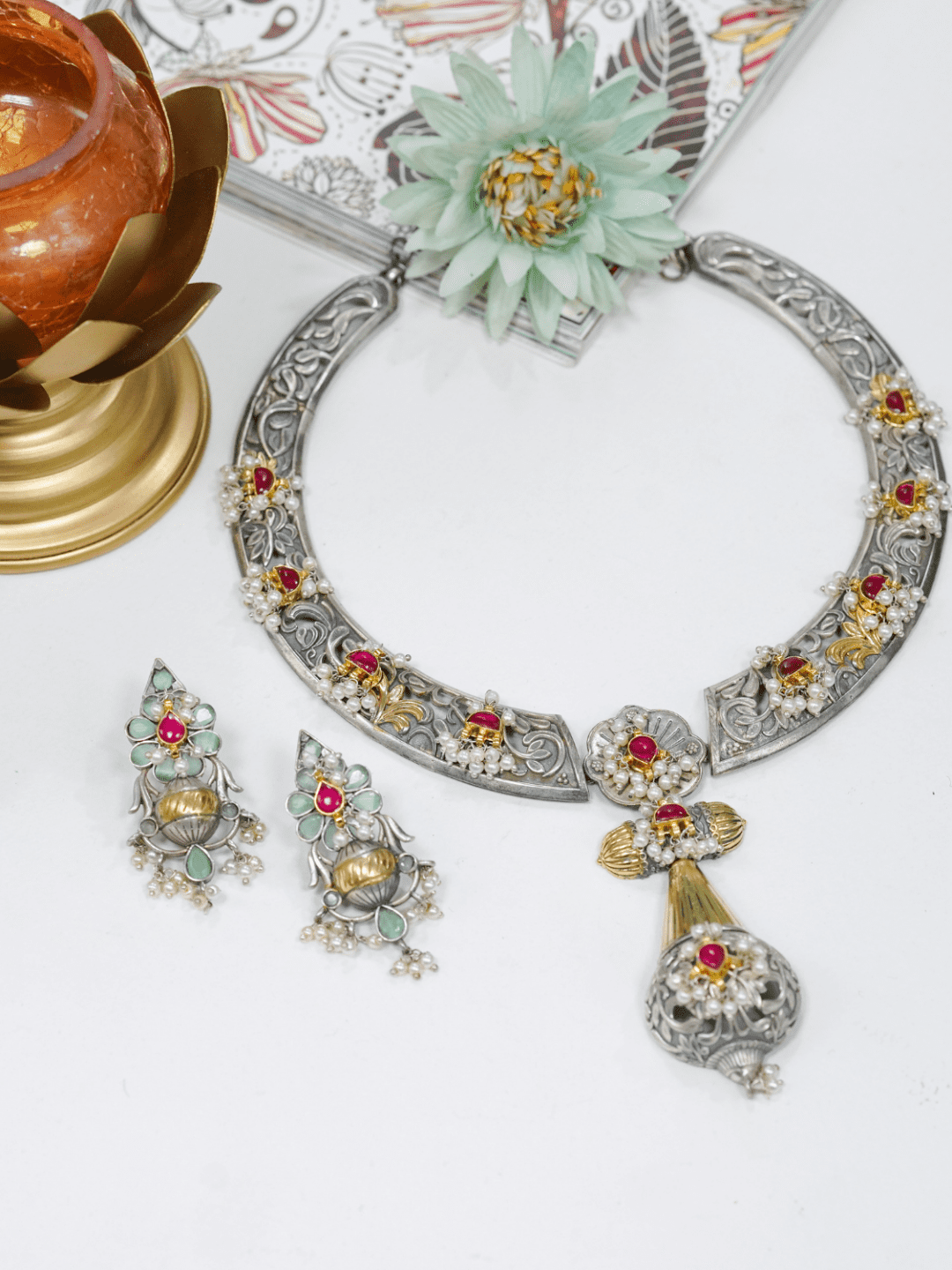 Amyra Round Tribal Necklace Set - QUEENS JEWELS