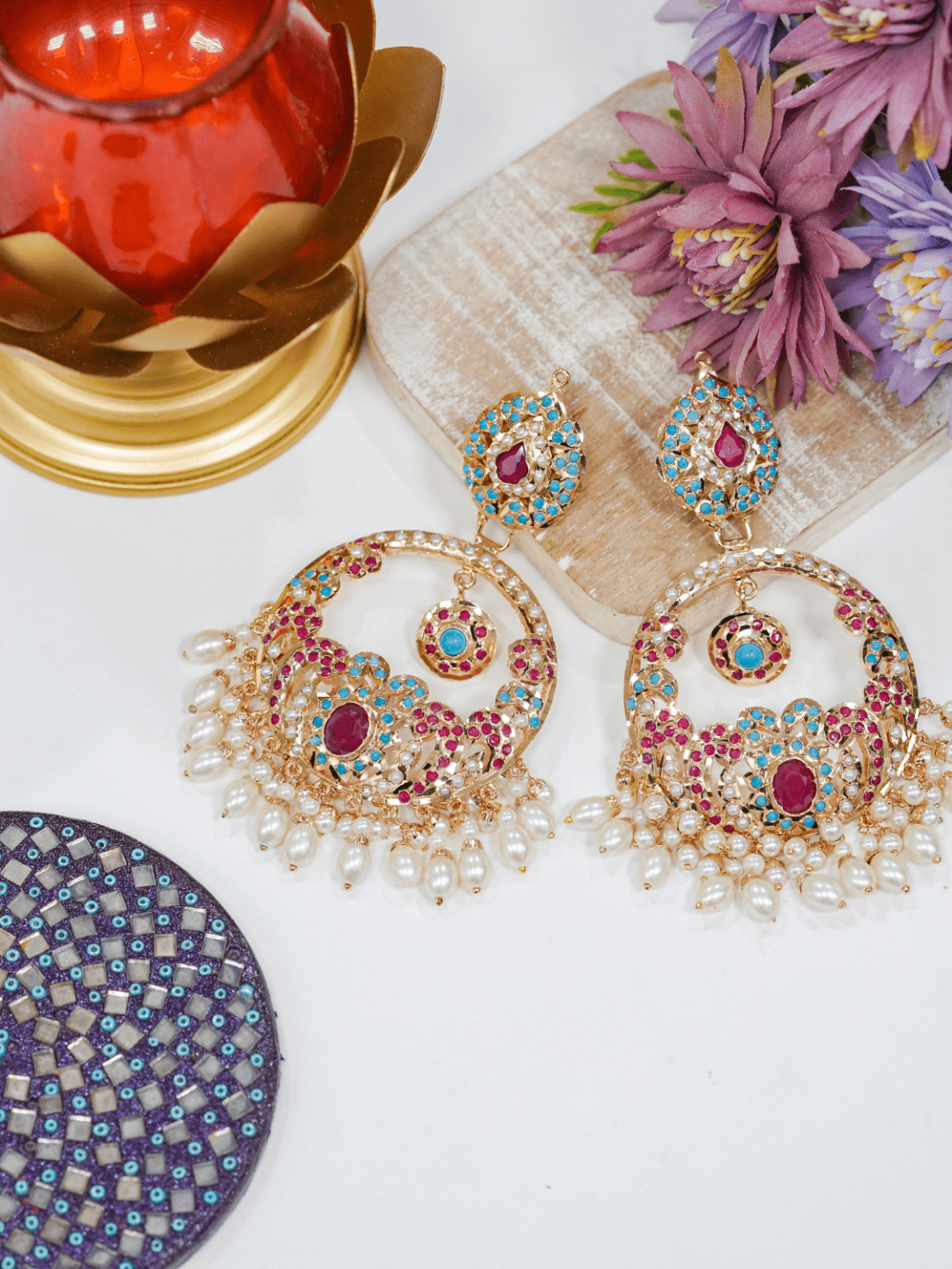 Bipasha Jadau Chaandbali Earrings - QUEENS JEWELS