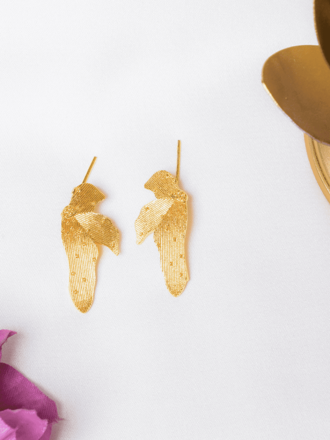 Gold Turning Leaf Earrings - QUEENS JEWELS