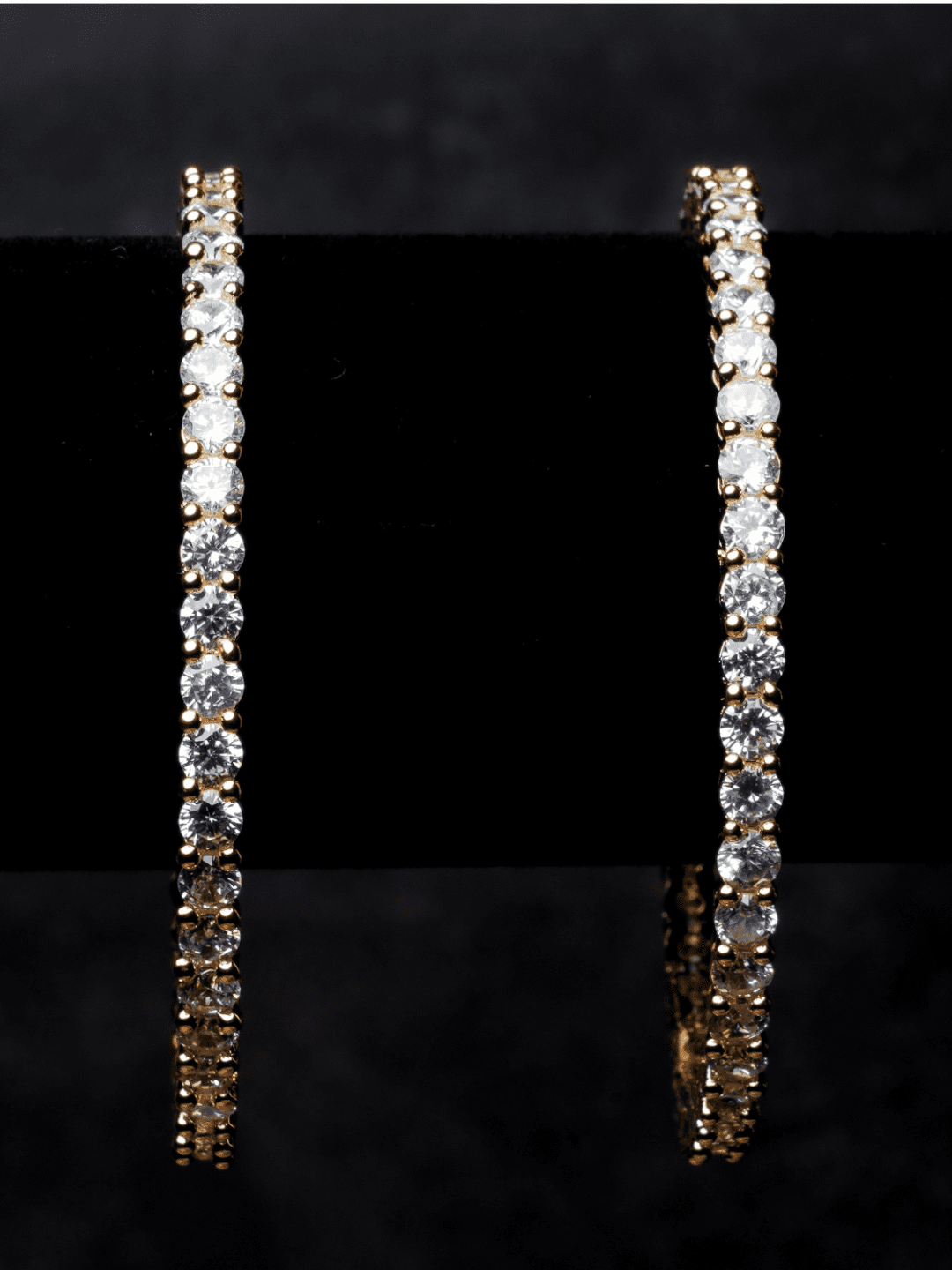 Chic American Diamond Bangle Pair - Gold Color - QUEENS JEWELS