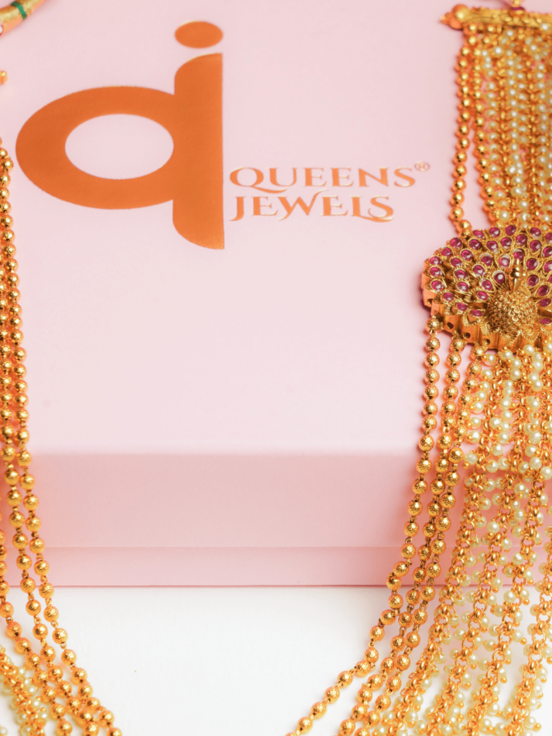 Peacock Motif Multi String Mala With Earrings - QUEENS JEWELS