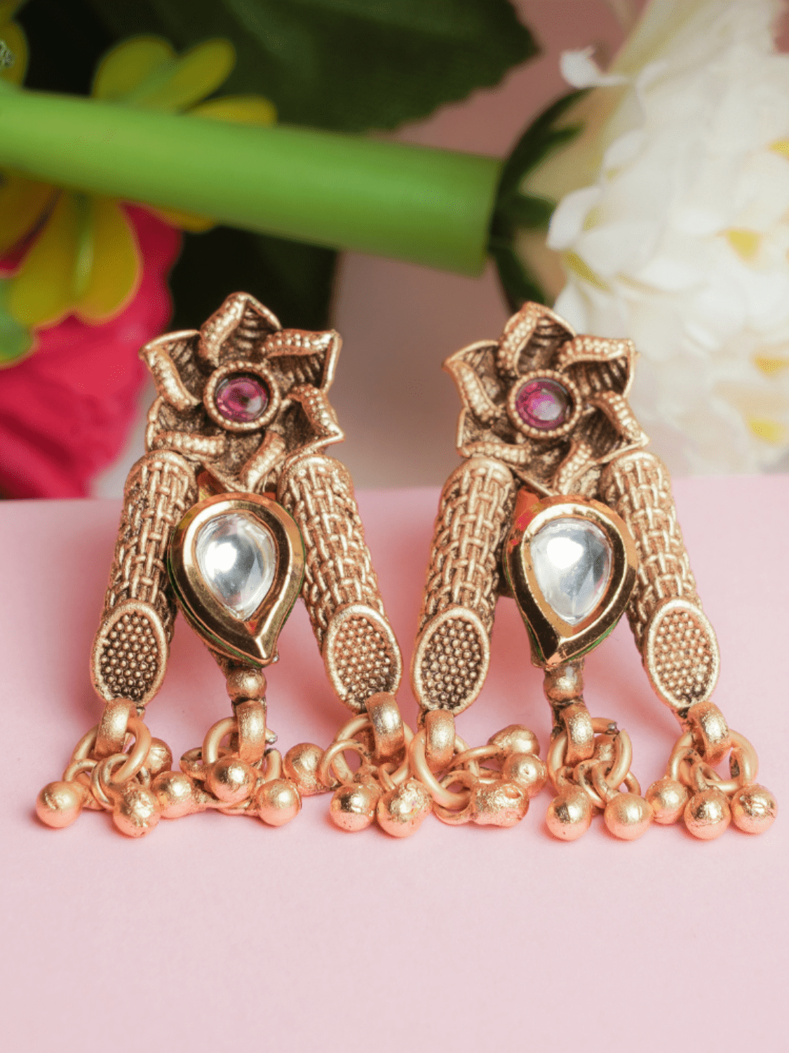 Temple Choker Set With Earrings - QUEENS JEWELS