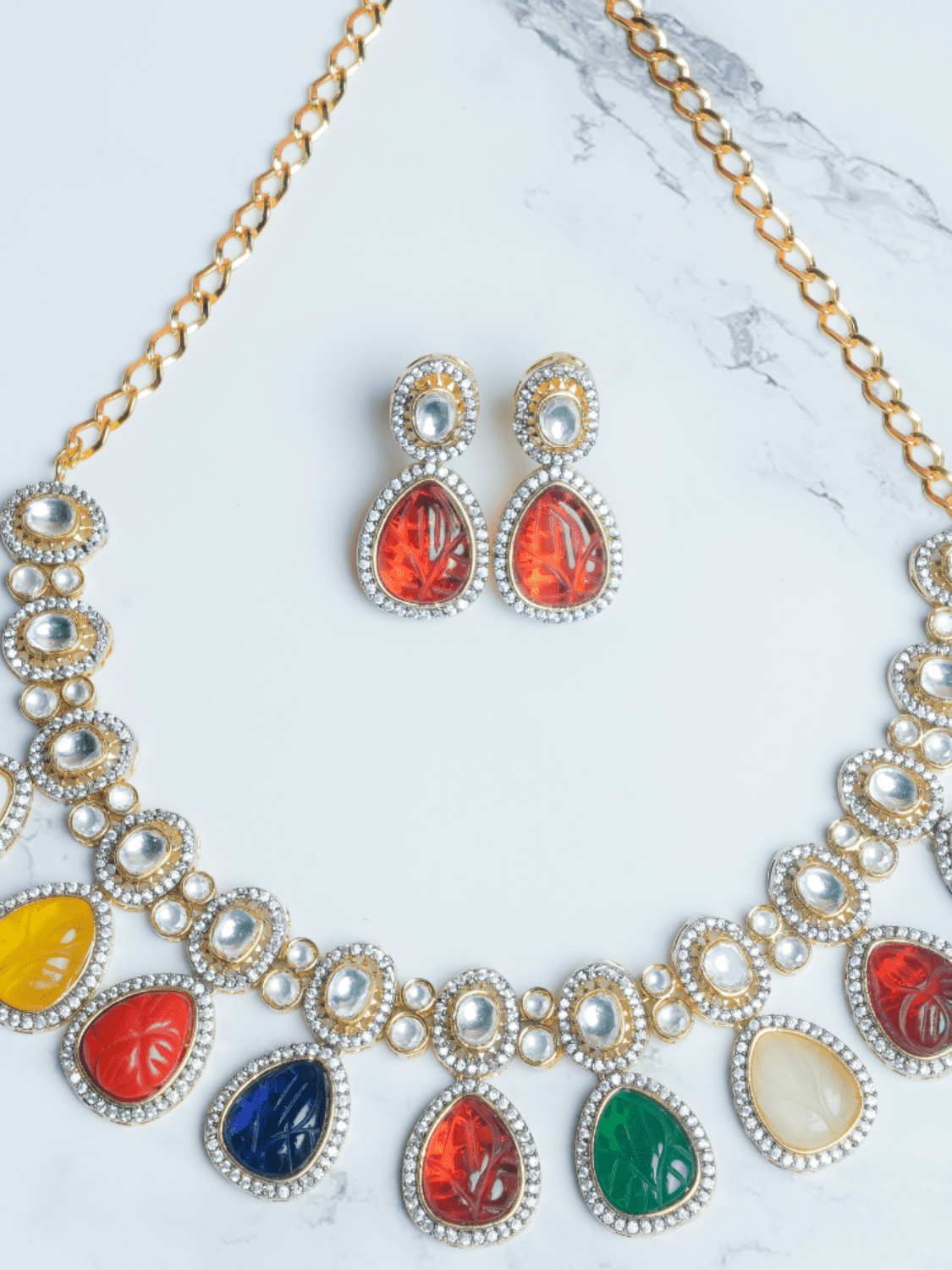 Victorian Style Necklace With Earrings - QUEENS JEWELS