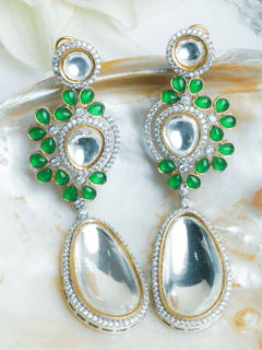 Kundan Polki Drop Earrings - QUEENS JEWELS