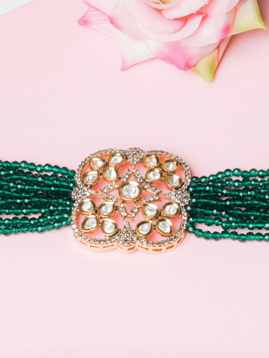 Ira Kundan Choker Set With Earrings - QUEENS JEWELS
