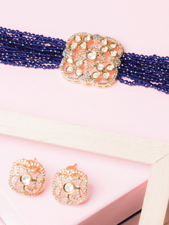 Ira Kundan Choker with Earrings (Necklace and Earrings Set) - QUEENS JEWELS