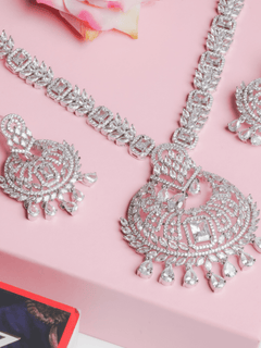 Princess American Diamonds Set With Earrings - QUEENS JEWELS