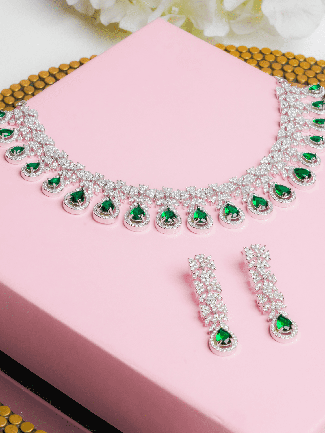 Saisha American Diamond Choker With Earrings (Necklace and Earrings Set)