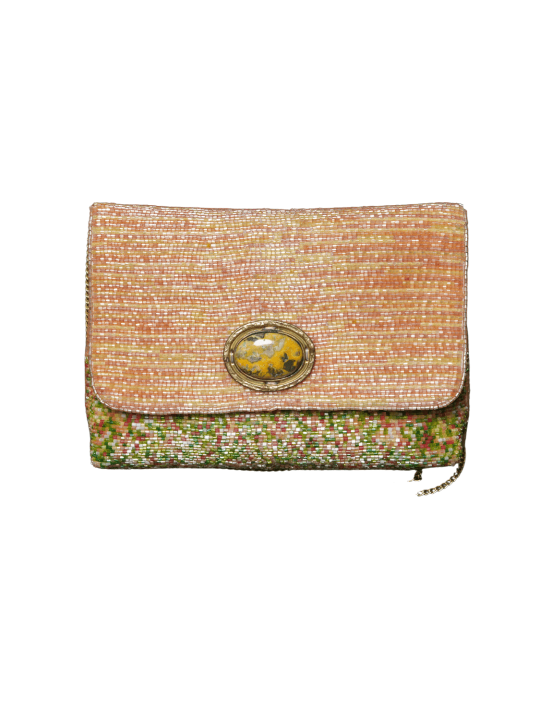 Embellished-Sequined Antic Gold Clutch - QUEENS JEWELS