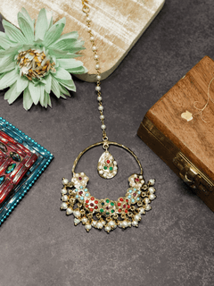 Navratan Hollow Jadau Maangtikka - QUEENS JEWELS