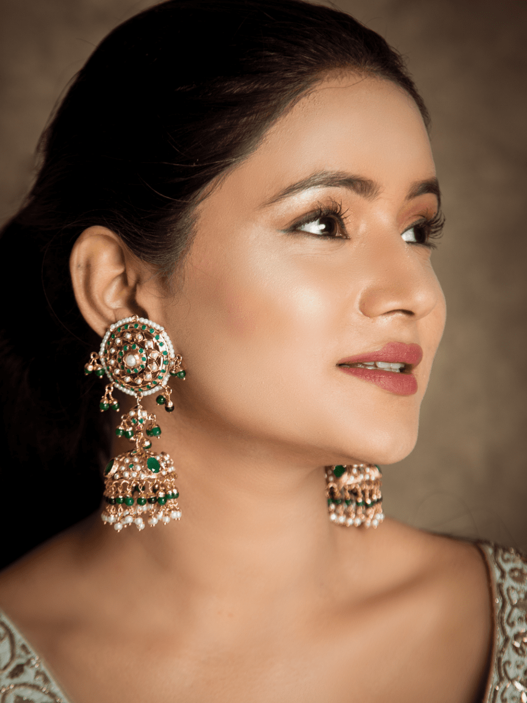Bridal Jadau Chaandbali Earrings - QUEENS JEWELS