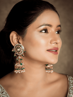 Bridal Jadau Chaandbali Earrings - QUEENS JEWELS