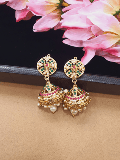 Bridal Jadau Jhumki Earrings - QUEENS JEWELS