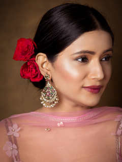 Bridal Jadau Chaandbali Earrings - QUEENS JEWELS