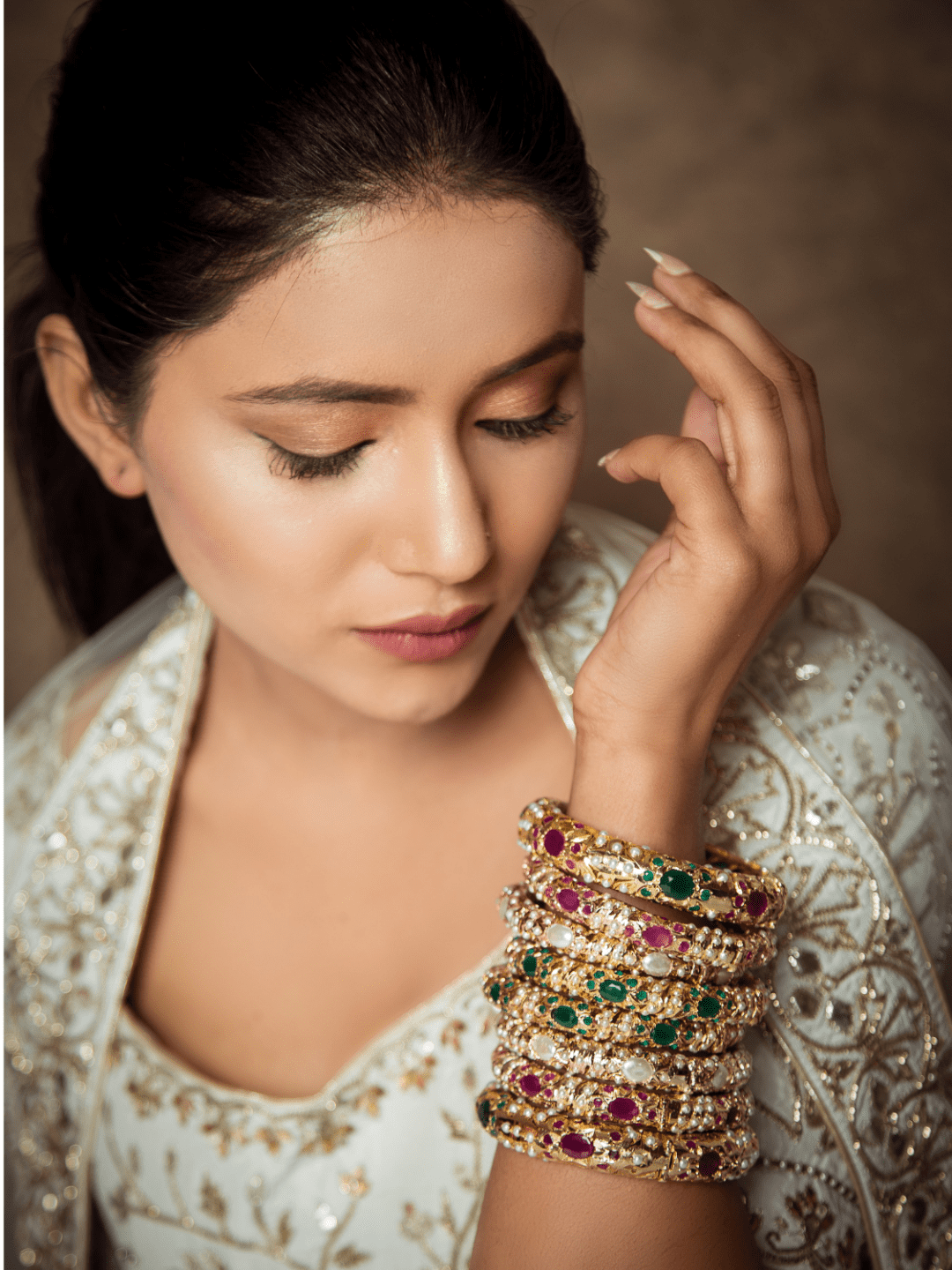 Jadau bangles sales in gold