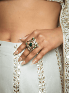 Emerald Jadau Ring (Adjustable Size) - QUEENS JEWELS